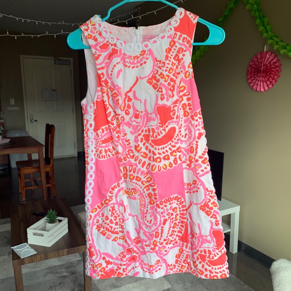 Lilly Pulitzer pink & white shift dress - size 2